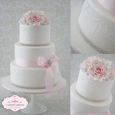 Pearly Pink Wedding  - Cake by cjsweettreats