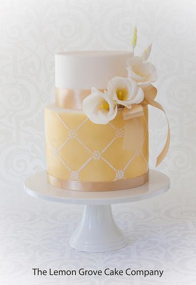 Gold and White Wedding Cake  - Cake by The Lemon Grove Cake Company