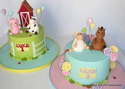 Pastel farm cakes for brother and sister - Cake by chefsam