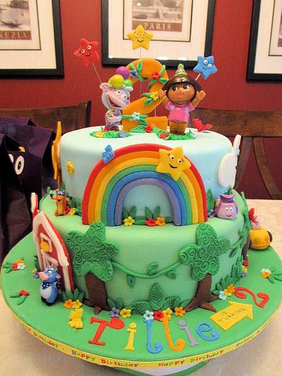 Cool Homemade Dora and Boots 2D Birthday Cake