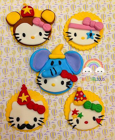 hello kitty cupcake toppers ( Circus theme) - Cake by Bellebelious7