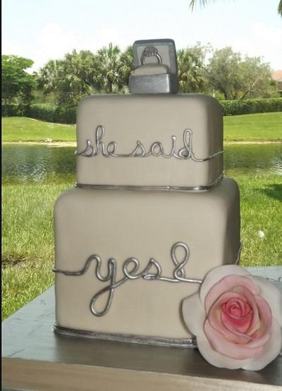 "She said Yes!" Engagement Cake - Cake by The Vagabond Baker