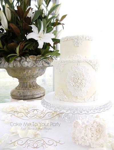 Buttercream and Lace Applique Wedding Cake.  - Cake by Leah Jeffery- Cake Me To Your Party