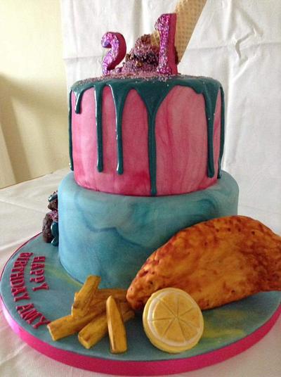 Fish chips and icecream  - Cake by Andrea 
