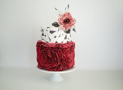 Runway Ruffles and Wafer paper Accents - Cake by Bakedincakedout