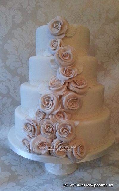 Four Tier Dusky Pink Roses Wedding Cake - Cake by Jo's Cakes