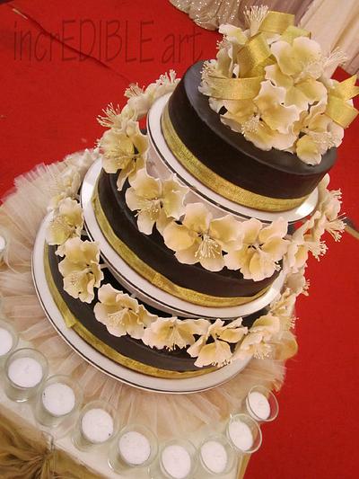 Touch of Gold- Chocolate wedding cake - Cake by Rumana Jaseel