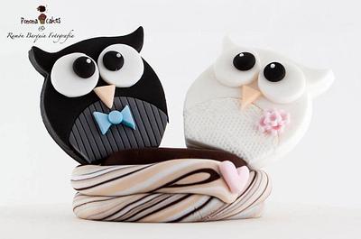 cute owls wedding cake topper - Cake by Ponona Cakes - Elena Ballesteros