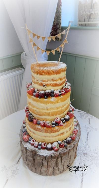 Naked Wedding Cake with Bunting - Cake by Spongecakes Suzebakes