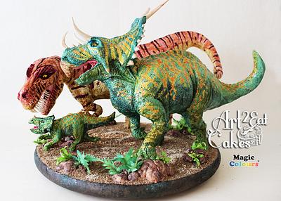 Dinos On the Run - Cake by Heather -Art2Eat Cakes- Sherman