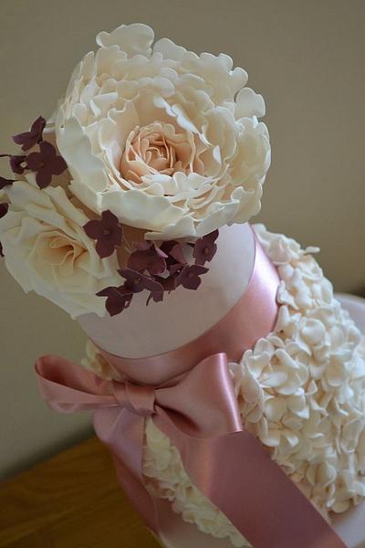 Pink and cream wedding cakes - Cake by DottyRose