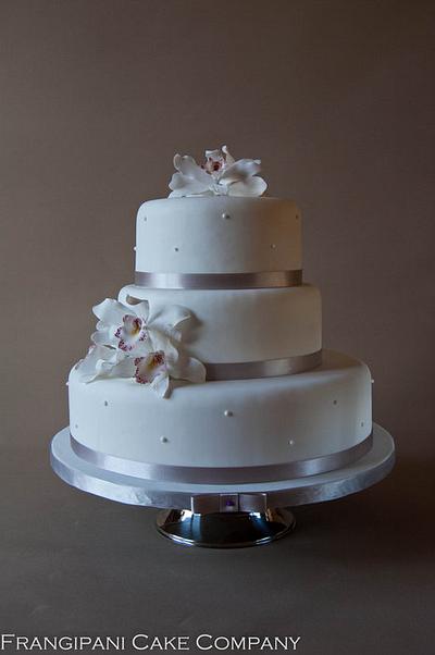 3 tier Orchid Wedding Cake - Cake by Frangipani Cake Company