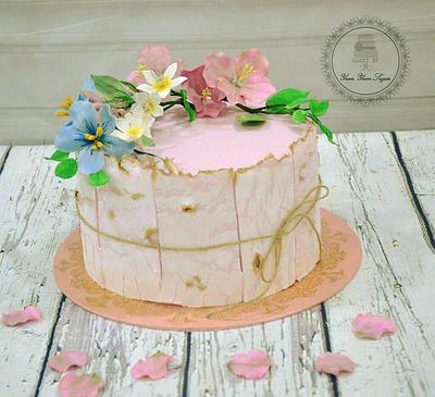 Engagement Cake with wood effect - Cake by yumyumsugar