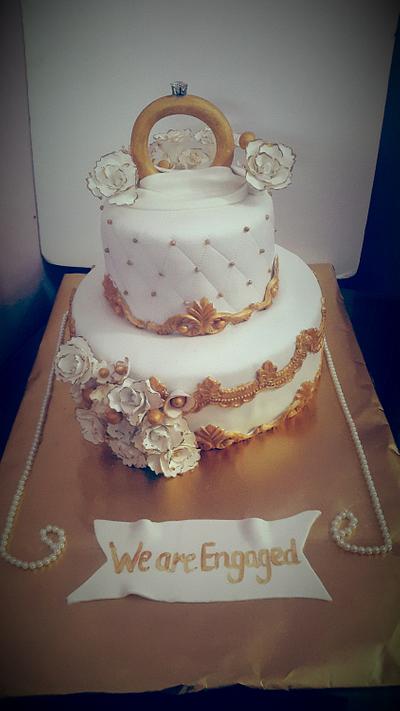 #ringceremonycake#gold#carnations#rose#lovedmakingwhitegoldcake  - Cake by Bhawan Deep  Kaur 