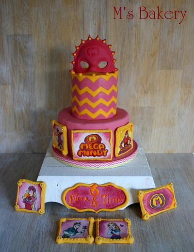 Mega Mindy with handpainted pictures - Cake by M's Bakery
