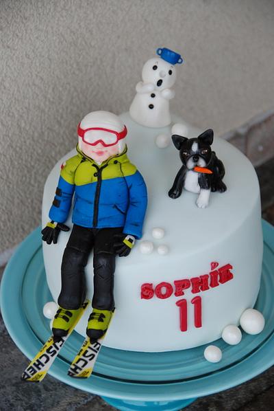 Skier and boston terrier the carrotsthief :-) - Cake by Lucie