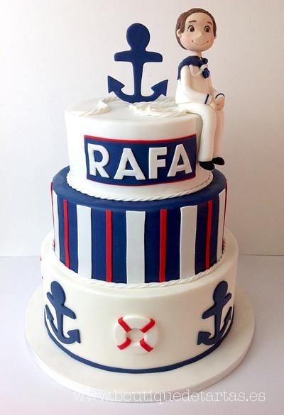Navy theme Christening - Cake by La Boutique de las Tartas