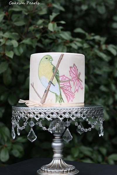 Hand painted bird - Cake by Monica Florea