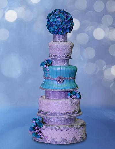 Blue, White and Silver Tower - Cake by MsTreatz