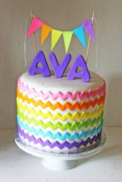 Rainbow Chevron & Bunting Cake - Cake by Rose Atwater