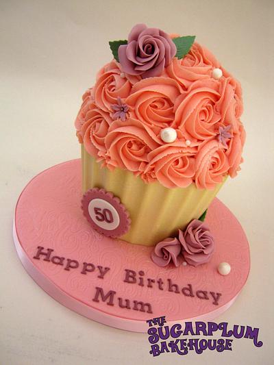 Pink 50th Birthday Giant Cupcake - Cake by Sam Harrison