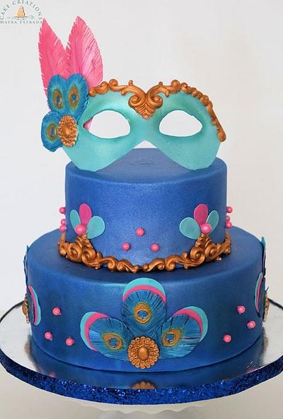 Peacock Masquerade  - Cake by Cake Creations by ME - Mayra Estrada