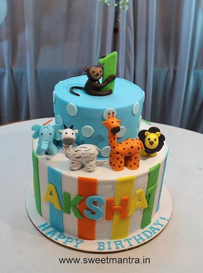 Animals 1st birthday cake - Cake by Sweet Mantra Homemade Customized Cakes Pune