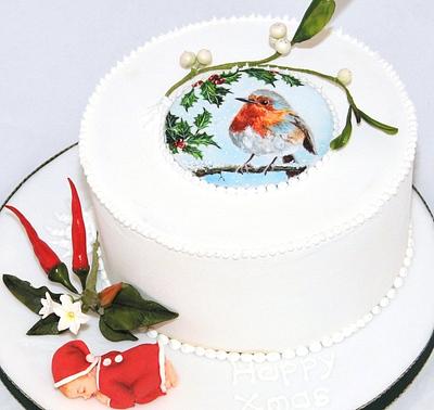 Christmas Robin - Cake by Calli Creations