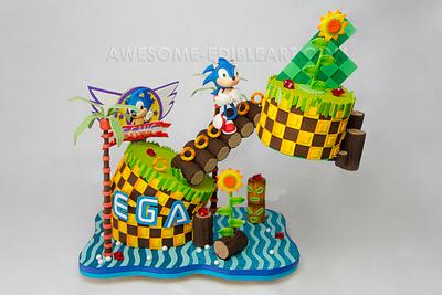 SONIC THE HEDGEHOG GAME-The Sugar Fraternity-Game On Collaboration - Cake by Andres Enciso