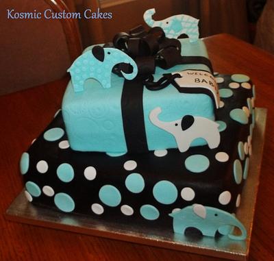 Elephant Baby Shower - Cake by Kosmic Custom Cakes