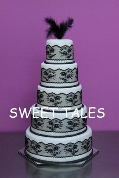 Black lace wedding cake - Cake by SweetTales
