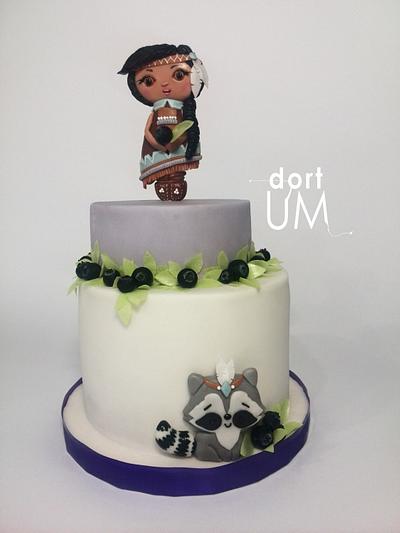 Indian doll with raccoon bear - Cake by dortUM