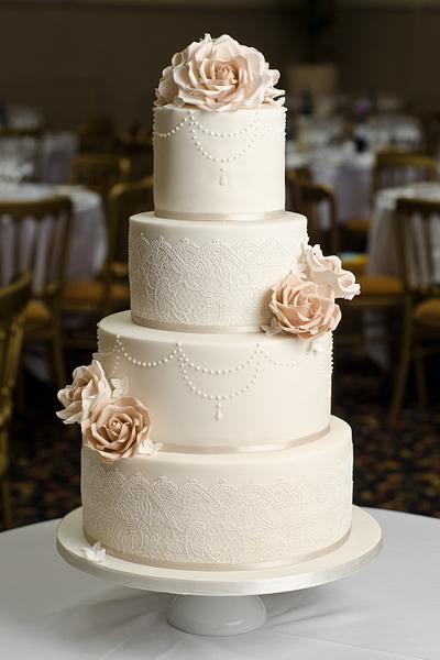 Ivory and champagne wedding cake - Cake by Joanna Rose