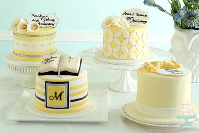 Yellow and Silver Celebration Cakes - Cake by Make Fabulous Cakes