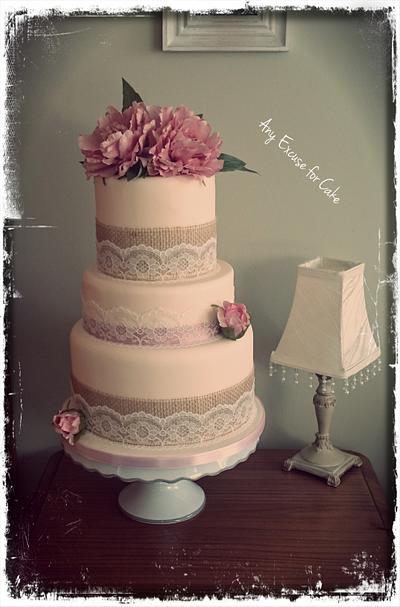 Vintage style rustic wedding cake  - Cake by Any Excuse for Cake