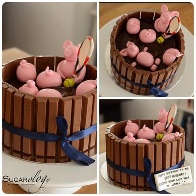 Piglets in Chocolate Pool - Cake by SUGARology