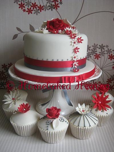 Red/grey cupcake tower - Cake by Amanda Earl Cake Design