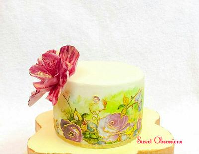 First Handpainted Cake  - Cake by Sweet Obsessions by Tanya Mehta 