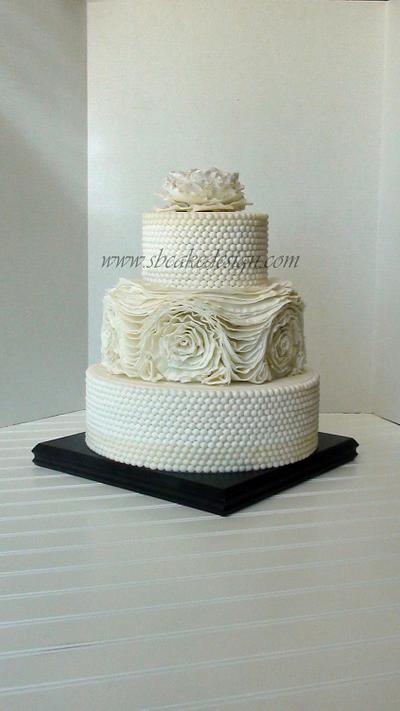 Pearl and Ruffle Wedding Cake - Cake by Shannon Bond Cake Design