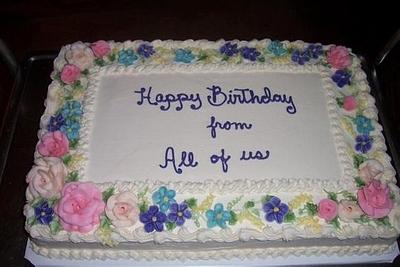Birthday Cake with Flower Border - Cake by BettyA