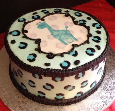 Blue Safari Baby Shower - Cake by Tracy's Custom Cakery LLC