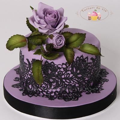 Lace and Roses - Cake by Viorica Dinu