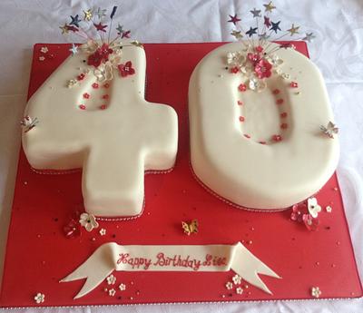Red and Cream 40 th birthday cake - Cake by Natalie Wells