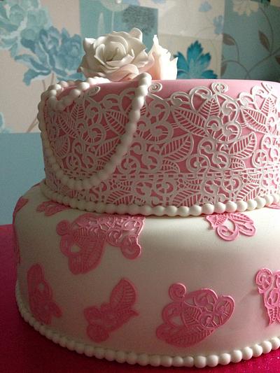 Lace & Pearls in Pink - Cake by Domino Cakes