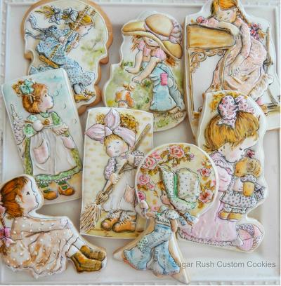 Cookies based on the illustrations by Sarah Kay - Cake by Kim Coleman (Sugar Rush Custom Cookies)