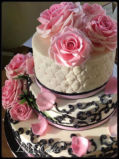 Romantic Pink Rose Wedding Cake - Cake by Lisa Templeton