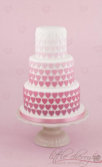 Pink Ombre Heart Wedding Cake - Cake by Little Cherry