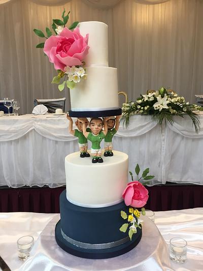 Rugby wedding cake - Cake by Claire Lynch - Quirky Cake Designs