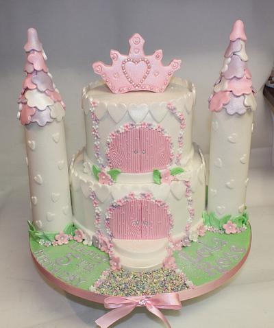 White & Pastel Castle Cake - Cake by Cakes by Lorna