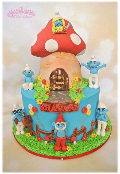 1st Birthday with The Smurfs - Cake by Sumaiya Omar - The Cake Duchess 